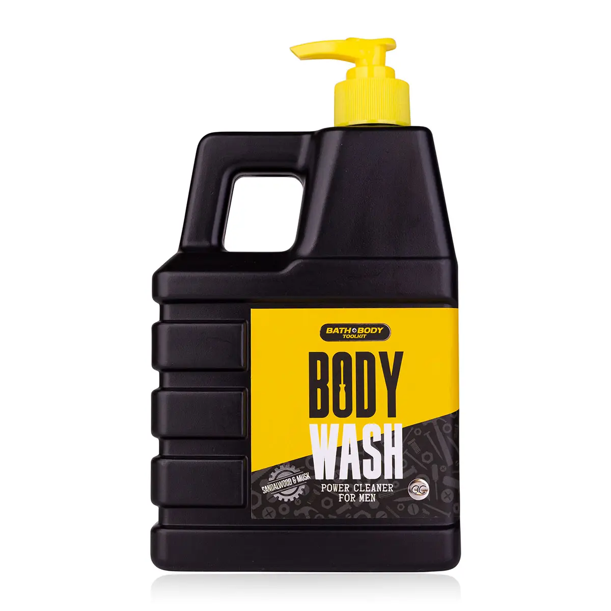 Pumpen-Dispenser Körperwäsche Bad Dusche Gel-Toolkit in Kanisterform gelb schwarz Sandelholz-Musk Duft Badzubehör-Set