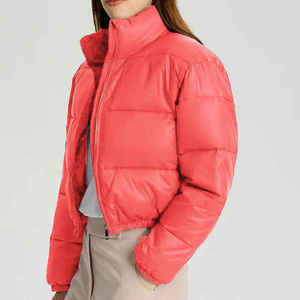 Custom High Quality Women Casual Ladies Short Outwear Clothes Winter With Hood Crop Puffer Jacket for Women - Product Image 2