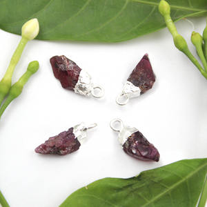 Conector de plata galvanizada para hacer collares de una sola fianza, piedra preciosa de rubí en bruto, componentes para encontrar joyería, forma elegante - Product Image 2