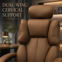 Chaise de bureau de direction Ultimate Comfort avec repose-pieds rétractable - Chaise de bureau inclinable de qualité supérieure en cuir marron pour bureau haut de gamme