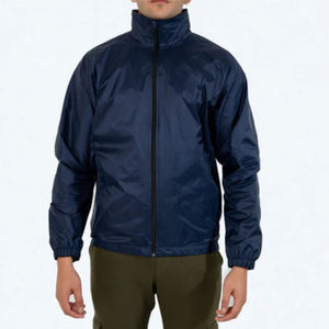 Veste coupe-vent zippée imperméable personnalisée avec col montant et logo frontal, respirante, 100 % coton, vêtements de sport pour hommes - Product Image 1