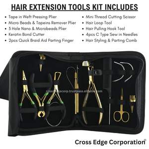 Kit d'outils d'extension de cheveux de vente chaude avec étui perles tirant la boucle et l'outil de crochet Kit d'outils d'extension de trame pince d'extension de cheveux - Product Image 2