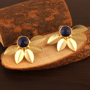 Pendientes de oro de hoja botánica, joyería de moda Floral minimalista de cuarzo iolita para mujer, perfecta para regalar - Product Image 4