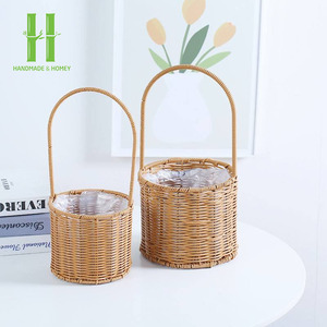 BEST SELLER! Handheld Rattan Flower <b>Basket</b> Picnic Fruit <b>Basket</b> Decorative Storage <b>Basket</b> for Flower Shop or Home Use - Product Image 4