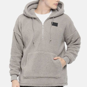 Sweat à capuche en polaire Sherpa pour hommes entièrement fait sur mesure pour l'hiver-Col à capuche populaire en tissu de flanelle tricoté solide avec teinture unie - Product Image 1