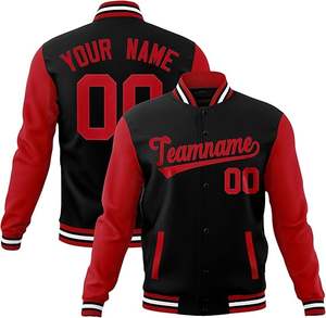 Chaqueta de hombre personalizada con logotipo de estilo callejero de talla grande, diseño universitario, chaqueta de cuero Letterman Varsity bordada con Flash - Product Image 3