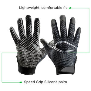 Gants de récepteur de football américain de haute qualité en cuir avec dos en maille à poignée collante coupe respirante couleurs personnalisées pour une utilisation en équipe - Product Image 4