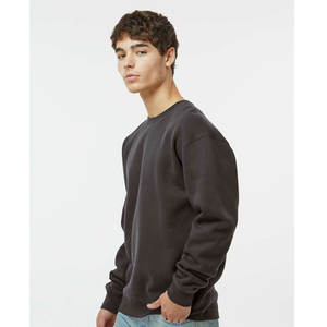 Otoño Invierno adulto suelto Casual 345GSM Color sólido American Fleece cuello redondo mezcla de algodón sudadera de gran tamaño para hombres - Product Image 2