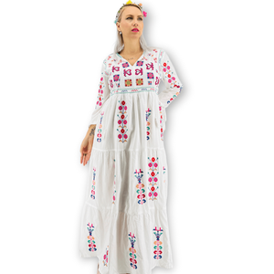 ชุดเดรสผู้หญิงยาวลายดอกไม้หรูหรา,ชุดเดรสผู้หญิงยาวสามส่วนสำหรับผู้หญิงตัวยาวพิเศษ - Product Image 2