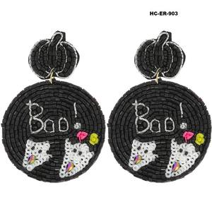 Boucles d'oreilles modernes faites à la main en coton brodé, motif floral botanique, bijoux en pétales de rose, forme ronde, cadeau de mariage - Product Image 4