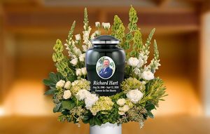 Personalized Photo Cremation Urns <b>for</b> Adult <b>Ashes</b> Male Female Custom Burial Urns <b>for</b> Human <b>Ashes</b> Handcrafted Custom Size Green - Product Image 2