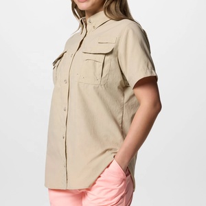 Chemises de pêche décontractées pour femmes de haute qualité à manches courtes avec broderie et décoration de boutons pour l'été - Product Image 3