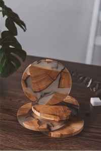 Sous-verres en bois faits à la main au design classique moderne Décoration unique pour la maison avec résine Meilleure vente Qualité d'exportation - Product Image 2