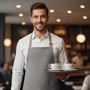 Professional Kitchen Gabardine Durable Gray Cotton-Polyester Garment| Adjustable Fit | Restaurant, Bakery & Craft Workwear <b>Apron</b> - Product Image 2