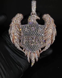 VVS เพชรมออิสซาไนต์925สเตอร์ลิงเงินแท้จี้แนวฮิปฮอปสไตล์อินเทรนด์ใหม่จี้รูปนกอินทรีออกแบบเป็นตัวอักษรได้ตามที่ต้องการ - Product Image 1