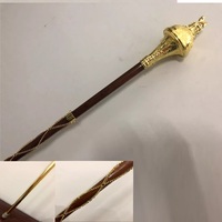 Drum Major Customized Ceremonial Mace with Stainless Steel Malacca Cane 54''/62'' Gold Plated Head Embossed Design Carrying Bag