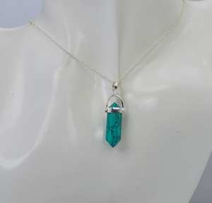 Collier pendentif en turquoise, argent sterling 925, bijoux faits à la main, pierre précieuse naturelle, collier en argent, cadeau - Product Image 5