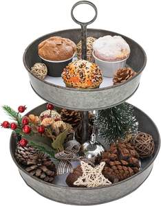 Plateau d'affichage en métal rustique à 2 niveaux pour Cupcake Dessert Fruit Parfait pour la décoration intérieure ou extérieure - Product Image 1