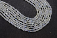 Perles Rondelles Facettées en Pierre de Lune Arc-en-ciel Blanche 3,5-4mm Longueur 13 Pouces, Gemmes pour la Fabrication de Bijoux Mehrajudin Gems AA-63 Troisième Qualité
