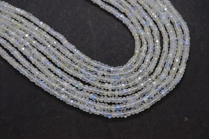 Perles Rondelles Facettées en Pierre de Lune Arc-en-ciel Blanche 3,5-4mm Longueur 13 Pouces, Gemmes pour la Fabrication de Bijoux Mehrajudin Gems AA-63 Troisième Qualité - Product Image 6