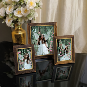 Custom <b>Wooden</b> <b>Photo</b> <b>Frames</b> with Brass Border - Handmade Rustic Walnut <b>Frames</b> Gold Brass Inner Edge Wall & Tabletop Picture <b>Frame</b> - Product Image 2