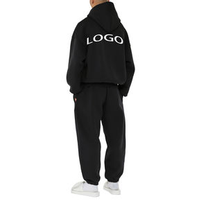Sweat à capuche noir personnalisé poids lourd 480 Gsm sweats unis épais vierge surdimensionné coton hommes sweats à capuche - Product Image 2