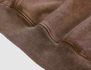 100% fibre de bambou hommes surdimensionné lavage à l'acide sweat à capuche à manches longues pull avec poches brodées en détresse pour la saison d'automne - Product Image 4