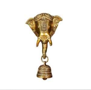Hard Enamel Brass Elephant Face Wall Hanging <b>Bell</b> Inspired by Buddhism - Product Image 3