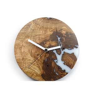 <b>Resin</b> & Wood Silent Wall Clock for Noise-Free Environment <b>Resin</b> Craft Handmade Wall Clocks for Home Decor - Product Image 5