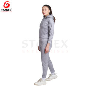 Ensemble de survêtements d'hiver 2 pièces personnalisable pour la gym pantalon à capuche zippé à manches longues toile décontractée avec impression de visage solide conception personnalisée - Product Image 5
