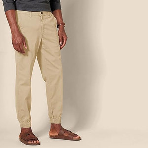 Pantalones Jogger Chino de Corte Recto para Hombre, Color Caqui Marrón, Casuales, Elásticos, Ajustados, con Cintura Elástica y Cordón para el Trabajo - Product Image 2
