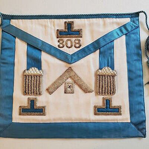 Freemason Masonic <b>Apron</b> Mark Master Mason York Rite Blue & White Silver - Product Image 1