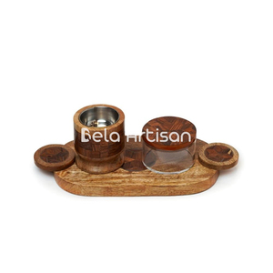 Meilleure vente Bela Artisan brûleur accessoires plateau Mubkhar perle incrustation Mubkhar Bakhoor brûleur ensemble fabriqué en bois de manguier origine indienne - Product Image 5