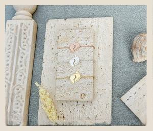 Venta caliente 925 plata esterlina oro Vermeil minimalista bebé huella pulsera personalizada cadena fina enlace regalo para primera mamá - Product Image 5