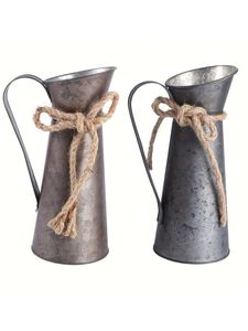 Maceta galvanizada alta para eventos de decoración del hogar en esquina configuraciones florales o como centro de mesa en reuniones temáticas Rústicas - Product Image 3