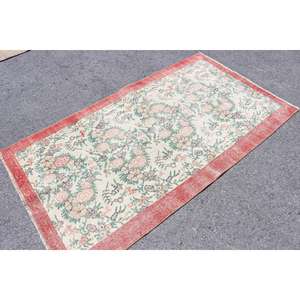 Alfombra Turca de 3.6x6.5 pies, Alfombra Vintage Decorativa, Alfombra Marroquí Roja - Product Image 2