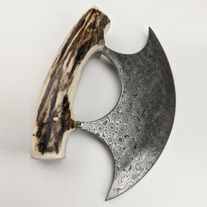 มีดเหล็กดามัสกัสใช้งานหนักมีดหลอมแบบมือโปรมีดแกะสลักด้วยมือพร้อมด้ามจับไม้ธรรมชาติสำหรับหั่นผักสับที่ถลกหนัง - Product Image 4