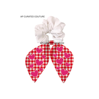 Écharpe en tissu de coton pour la Saint-Valentin, nœud tendance, scrunchie, pinces à cheveux faites à la main avec perles et paillettes pour femmes et filles