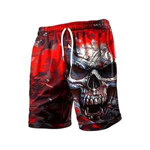 Pantalones Cortos Casuales Deportivos para Hombre, 100% Poliéster y Algodón, Cintura Elástica con Cordón, Transpirables, Tejidos, Lisos, para Exteriores - Product Image 1
