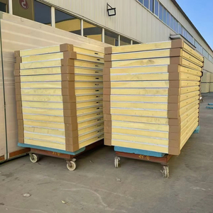 Paneles sándwich <span class=keywords><strong>Topolo</strong></span> de 10mm, núcleo de PU Exterior de Metal para paredes de techo de Villa, hoteles, casas avícolas, salas frías, hospitales, talleres - Product Image 1