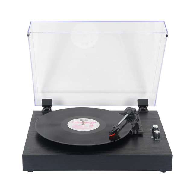 All-in-One Turntable Vinyl Record Player with Hi-Fi Sound, Non-Slip Platter, and Ruby Stylus