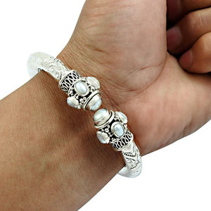 Haute qualité 925 Sterling argent massif vêtements ethniques luxe perles pavées élégant bracelet fait à la main bijoux délicats au prix de gros - Product Image 2