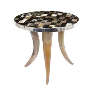 โต๊ะกาแฟฝังเขาควายสุดหรูพร้อมฐานไม้เนื้อแข็งสำหรับตกแต่งบ้านอย่างมีสไตล์ ผลิตด้วยมือโดยช่างฝีมือ - Product Image 2