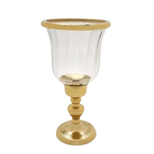 High Quality Metal Pewter Finished Hurricane Glass <b>Candle</b> Jar <b>Holder</b> Table Centerpiece Decorative for Home Use - Product Image 4