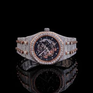 Montre Hip Hop en Moissanite, Montres Serties de Diamants, Montre de Luxe pour Hommes avec Cadran Blanc, Montre en Or Blanc Cultivée en Laboratoire - Product Image 5