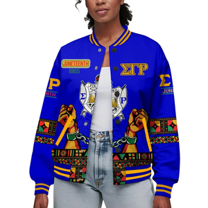 Sigma Gamma Rho 1922 édition royale veste Varsity Letterman pour femmes Satin tricoté broderie caniche fierté vêtements de mode - Product Image 1
