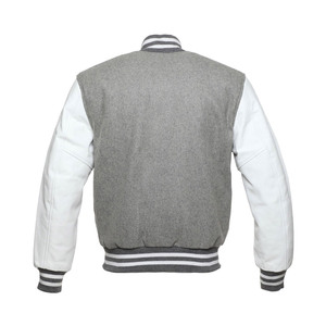 Chaqueta de lana gris jaspeado para hombre, chaqueta de béisbol universitaria de gran tamaño con letras deportivas de calle secundaria personalizada para hombre, envío DDP - Product Image 5