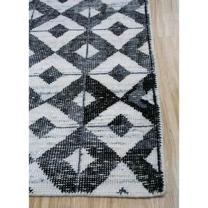 Tapis en laine et viscose noué à la main Erbe Llv-3040, gris et noir, géométrique, pour la maison, le couloir, rectangulaire, 10 mm, pour le salon, tapis en jute - Product Image 4