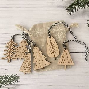 Arbre de Noël mural en bois, matériau naturel, décoration artisanale pour la maison, fête, ornements de vacances - Product Image 2