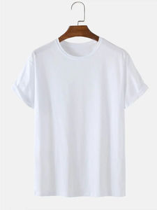 T-shirts pour hommes décontractés, streetwear, coupe ample, col rond, couleur unie, confortables, logo personnalisé, tissu tricoté 100% coton, haute qualité - Product Image 5